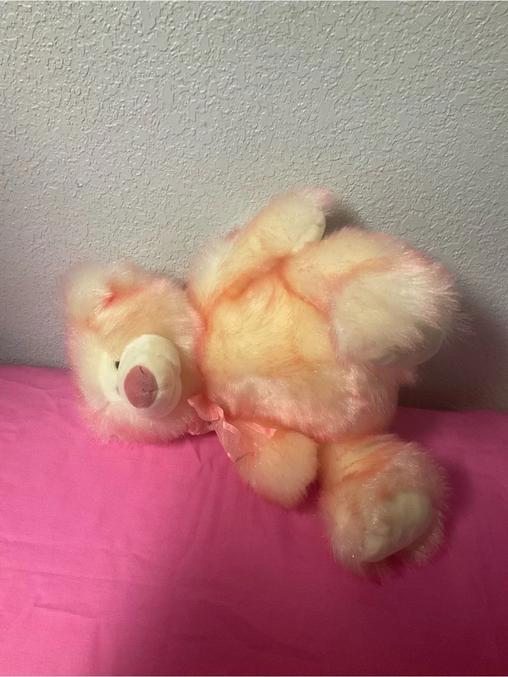 Vintage Russ Bear Plush Pink Cream & Peach (Sherbet) Teddy Bear “Taffie”